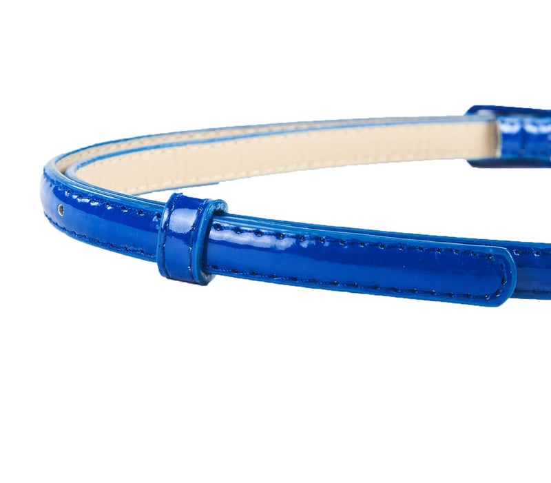 Selighting Women's Solid Color Faux Leather Skinny Belts for Dresses (One Size, Royal Blue) - Image 5